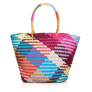 Aqua Multicolor Woven Tote Bag